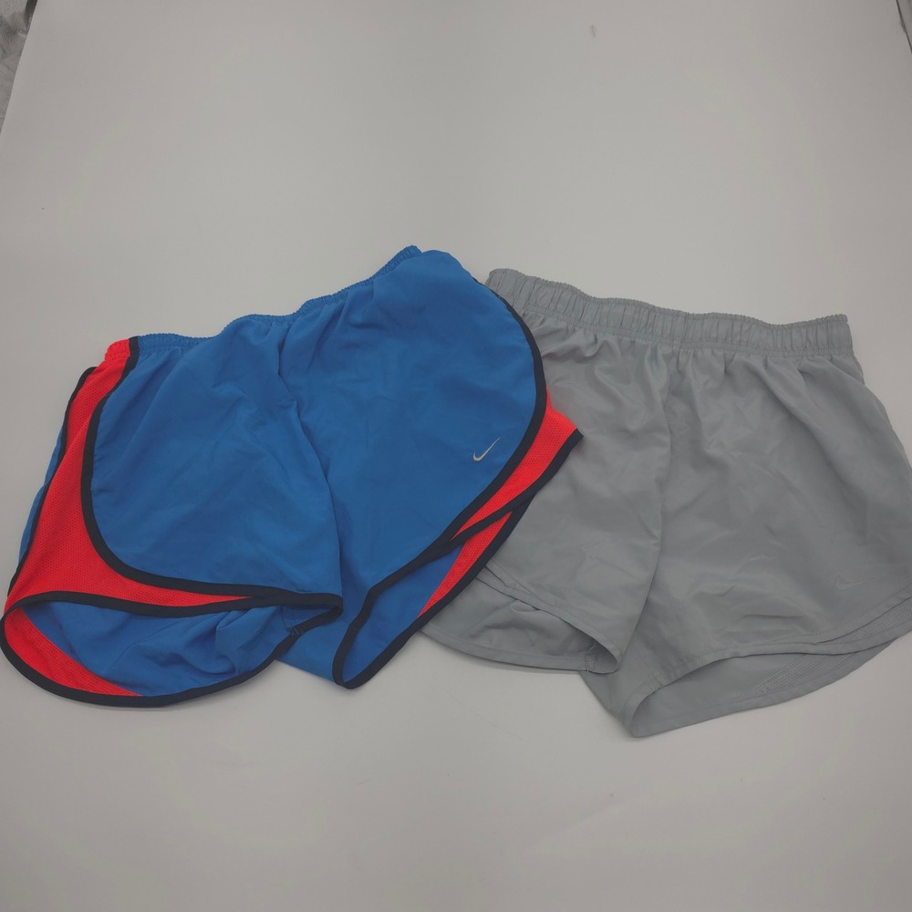 Lot(2) Nike Running Shorts DRI-FIT Athletic Gym Activewear Blue‎ Gray Medium